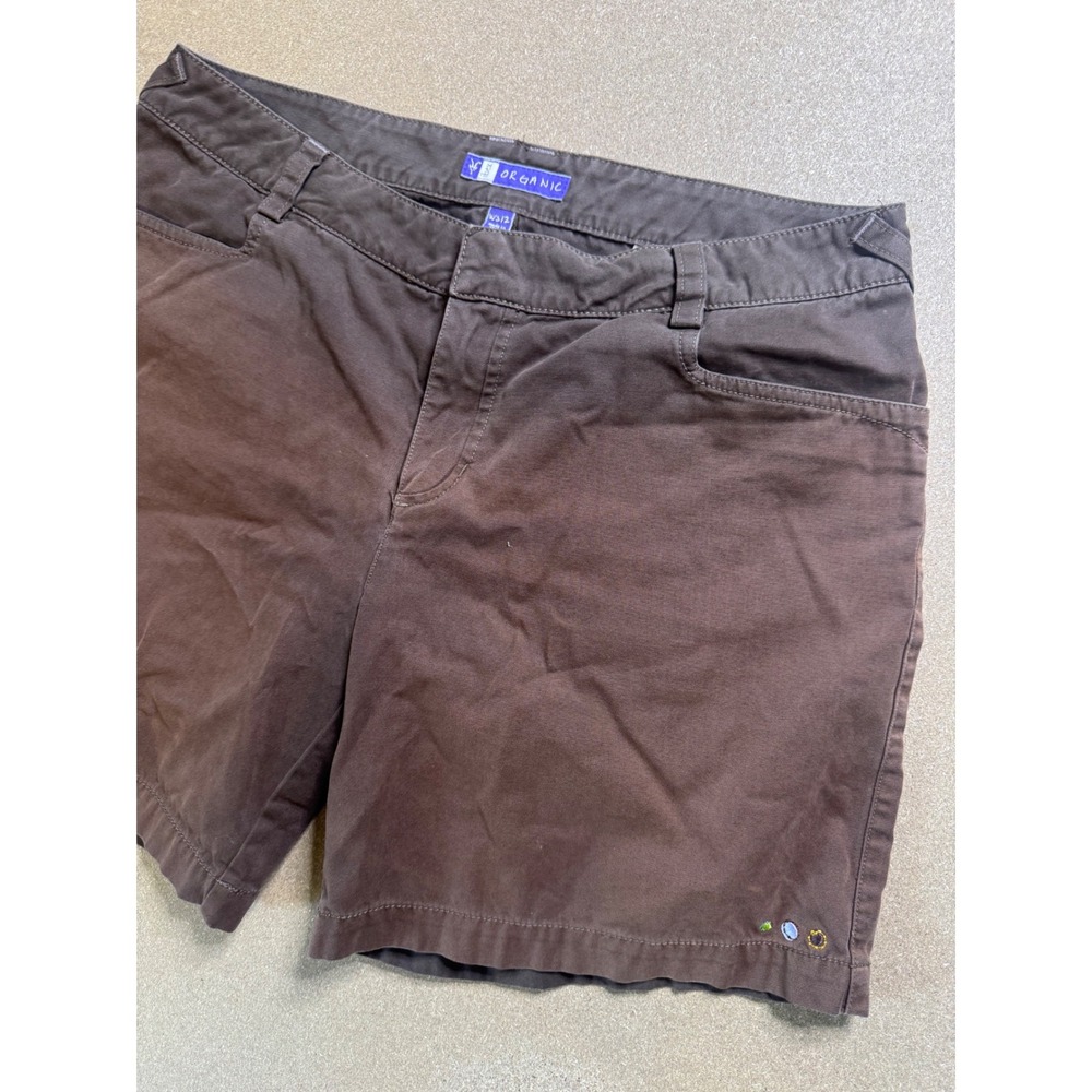 Ibex Organic Cotton Brown Casual Embroidered Shorts Womens Size 12